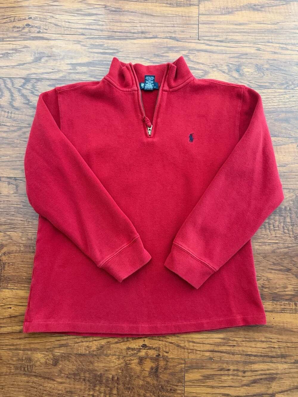 Polo by Ralph Lauren Red 1/4 Quarter-Zip Pullover Sweater Boys Size L 16-18